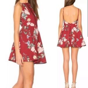 Keepsake the Label Burnt Red Floral Fit & Flare Do it Right Mini Dress NEW SZ M